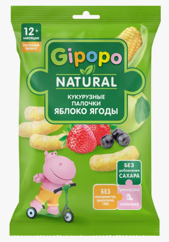 Кукурузные палочки Яблоко и ягоды GIPOPO, 20 г