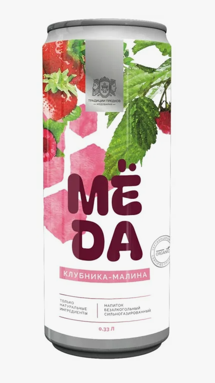 Напиток МЁДА Клубника-малина газ, 0,33л ж/б