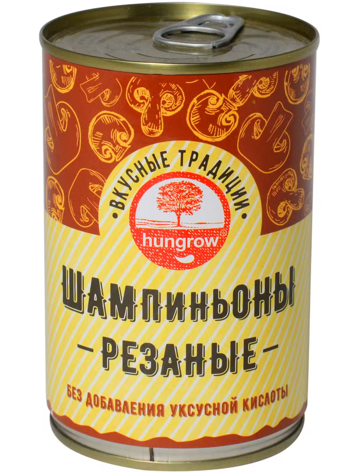 Грибы Шампиньоны резанные HUNGROW, 400г